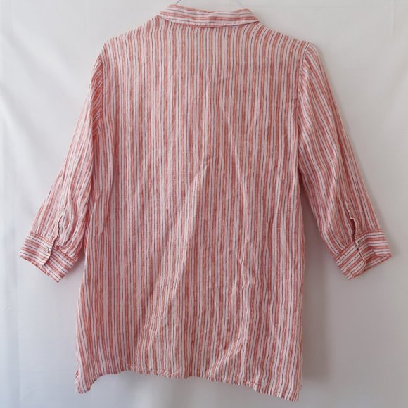 J. Jill Love Linen Pink Orange Striped Tunic - Picture 6 of 10
